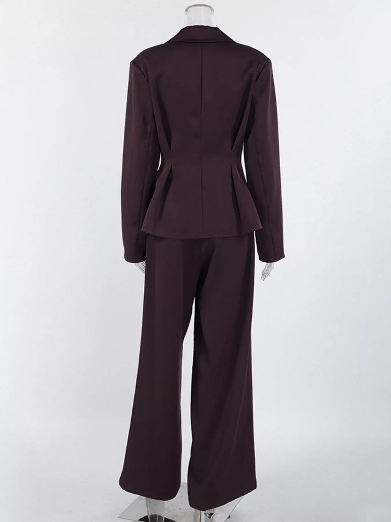 One-Button Blazer and Wide-Leg Pants Set