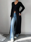 V-Neck Button-Front Longline Cardigan