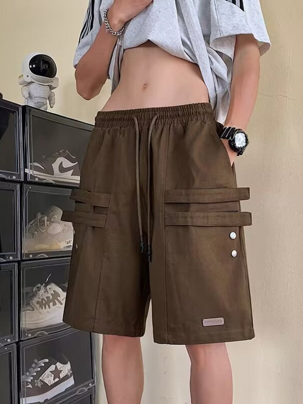 Men's Plus Size Casual Cargo Shorts with Pockets