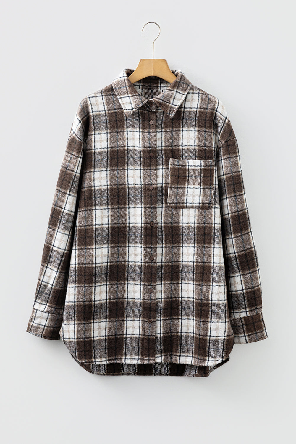 Plaid Flannel Chest Pocket Boyfriend Shacket