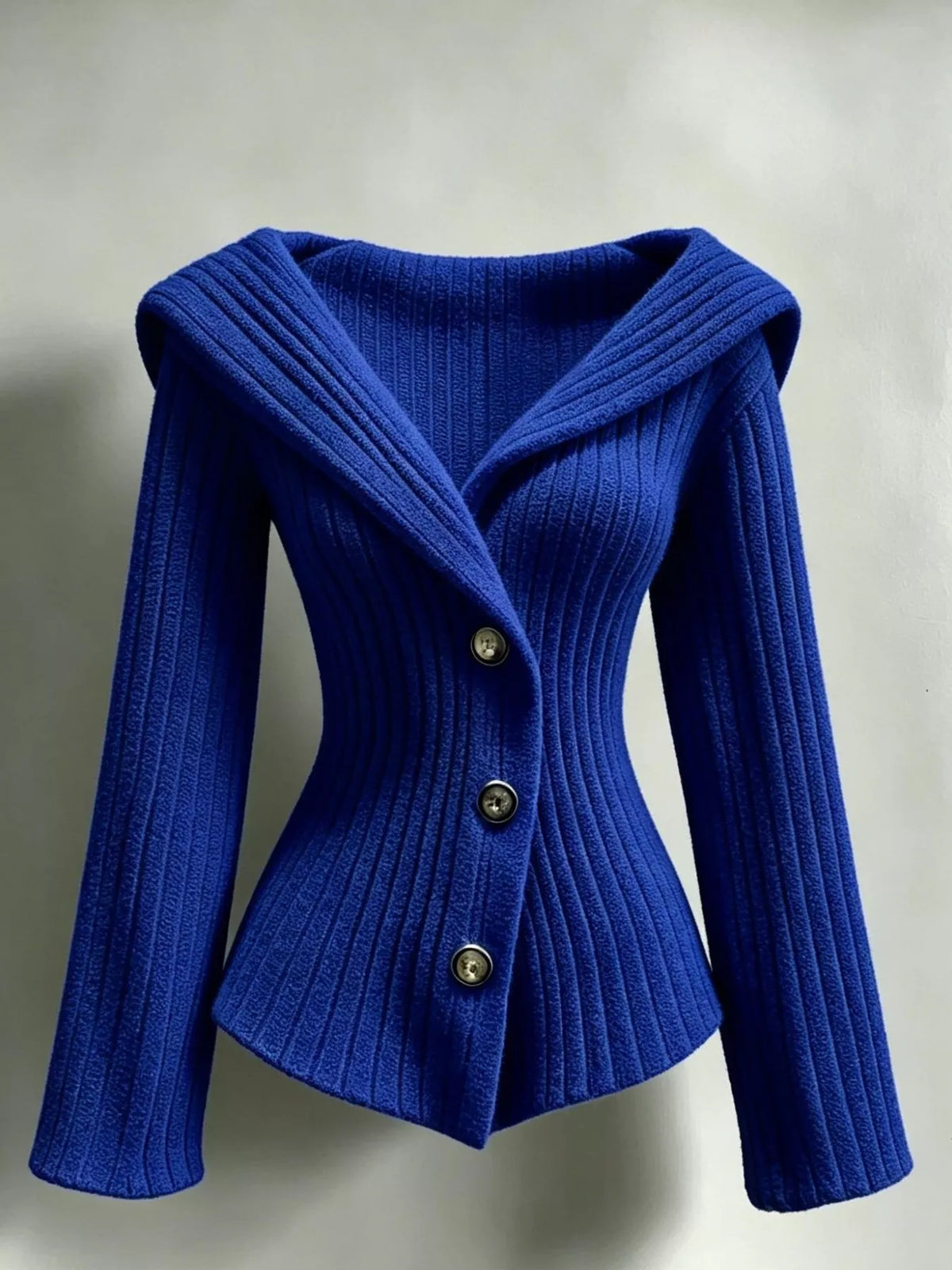 Full Size Ribbed Knit Button-Down Front Cardigan Plus Size