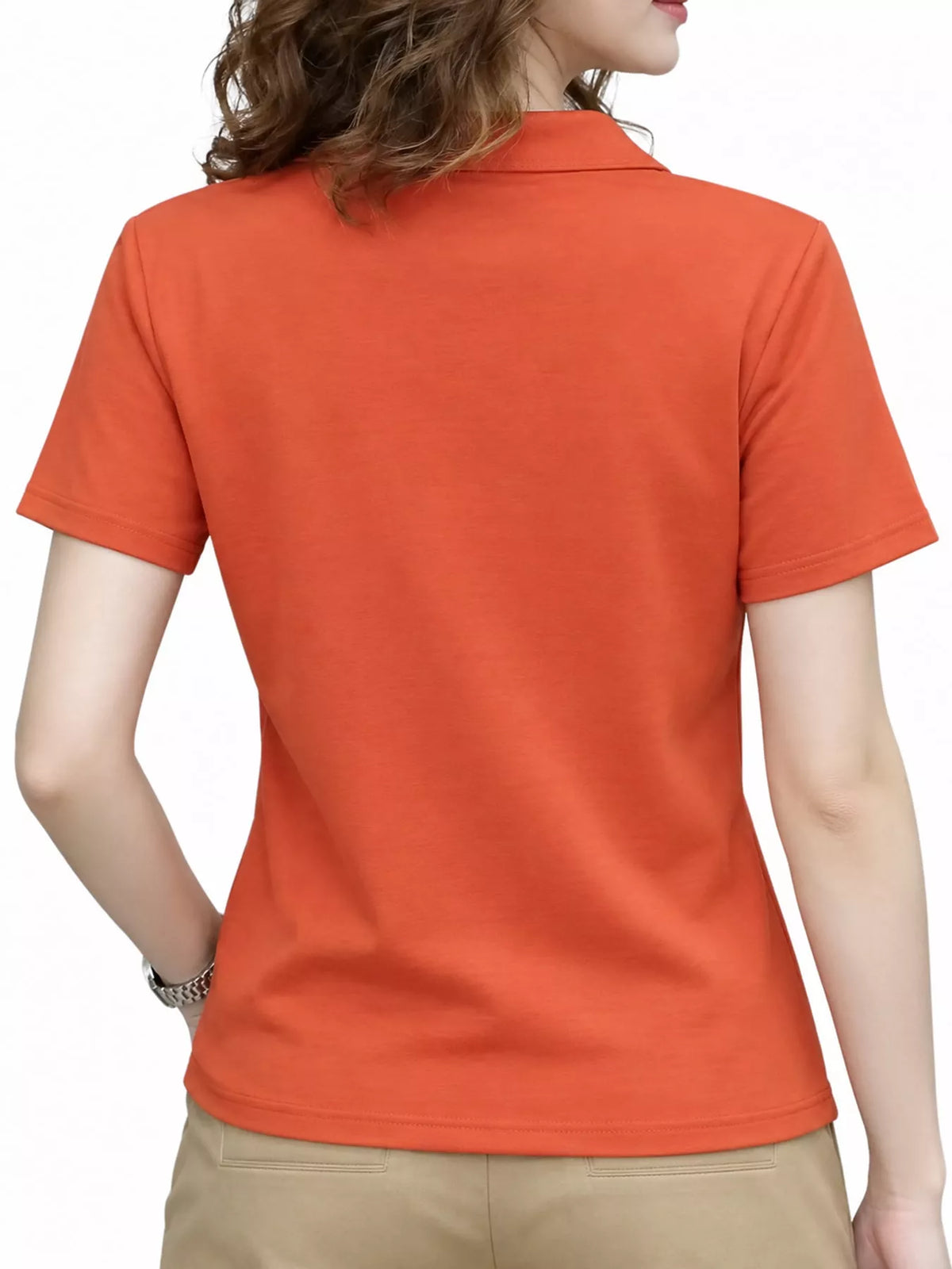 Plus Size Collared Neck Short-Sleeve Polo