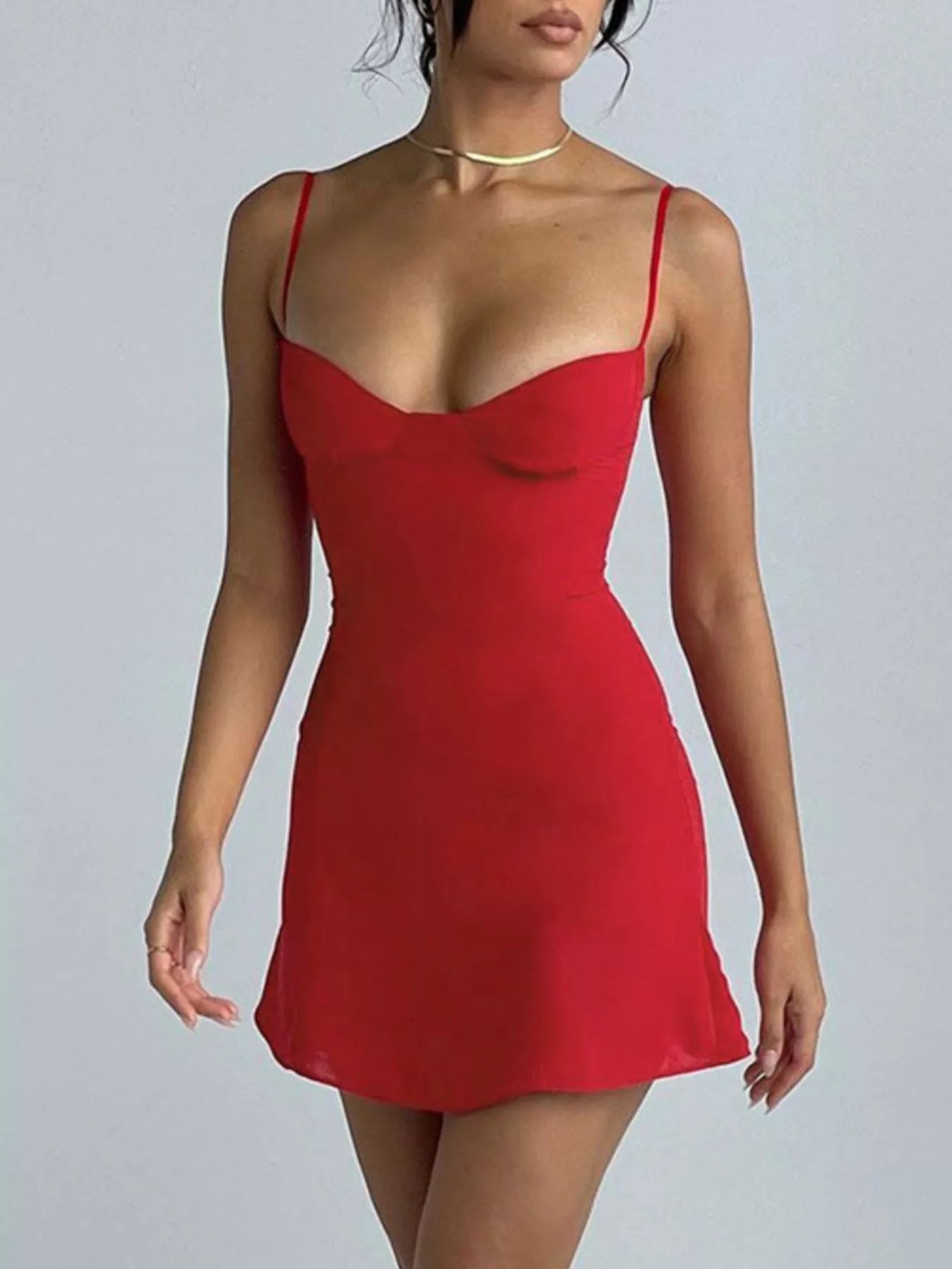 Sweetheart Neck Spaghetti Strap Mini Dress