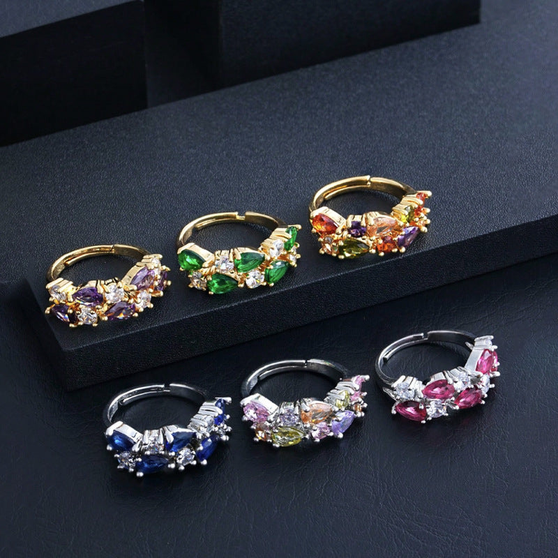 European And American Fashion Personality Bohemian Zircon Ring For Women, Versatile Street Style Jewelry, Direct Sales From The Manufacturer