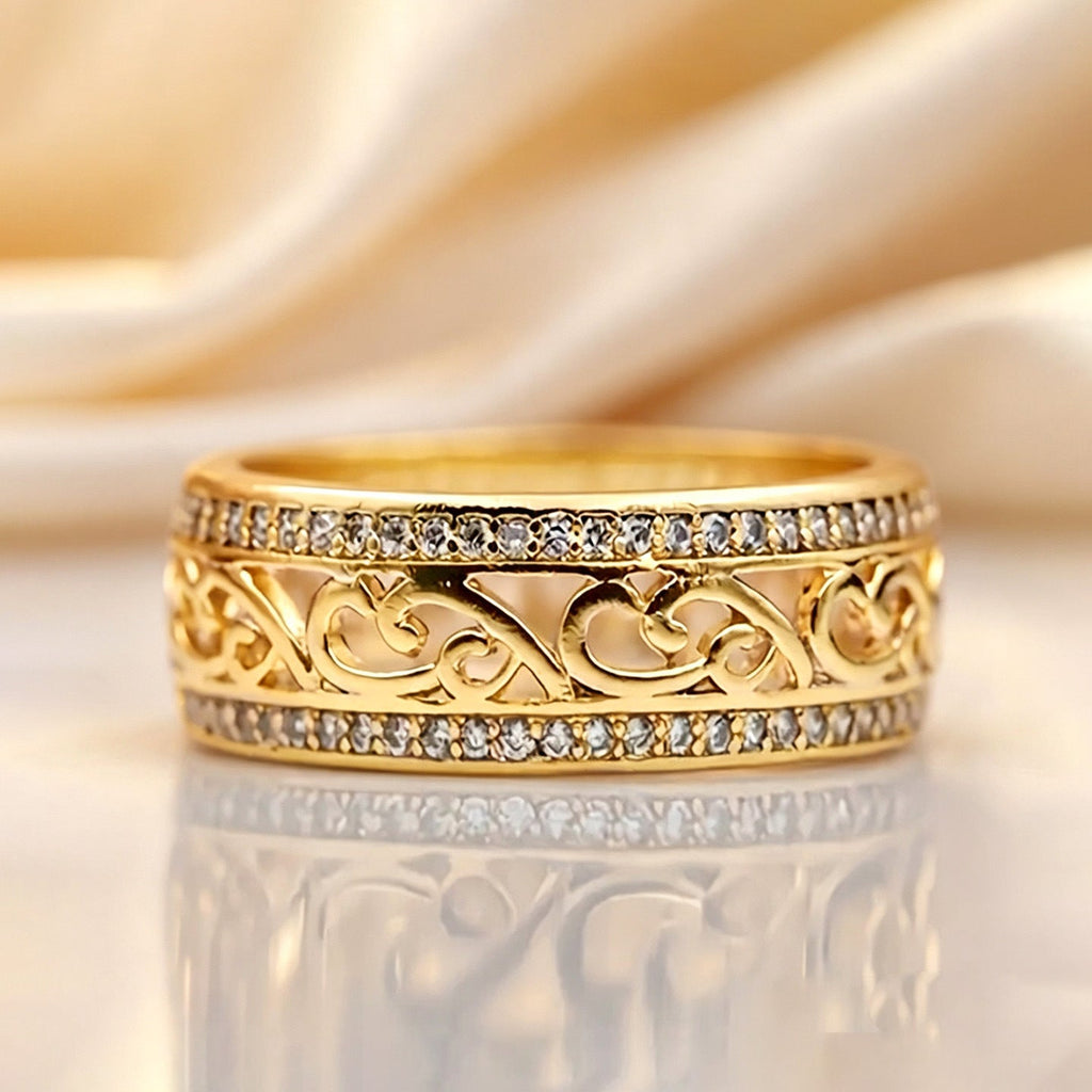 European And American-style Personalized Hollow-out Zircon Light-luxury Trendy Ring