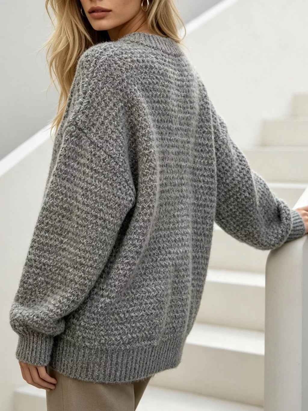 Round Neck Drop Shoulder Sweater