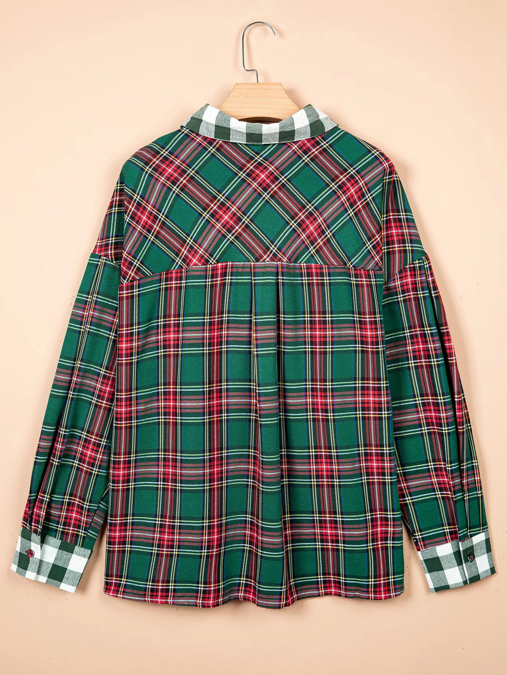 Plus Size Plaid Long Sleeve Shift Shirt