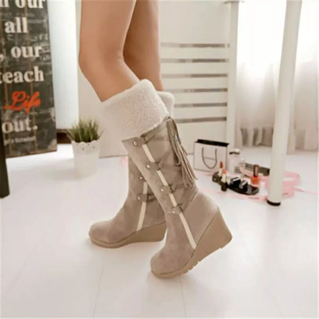 Round Toe Wedge Boots