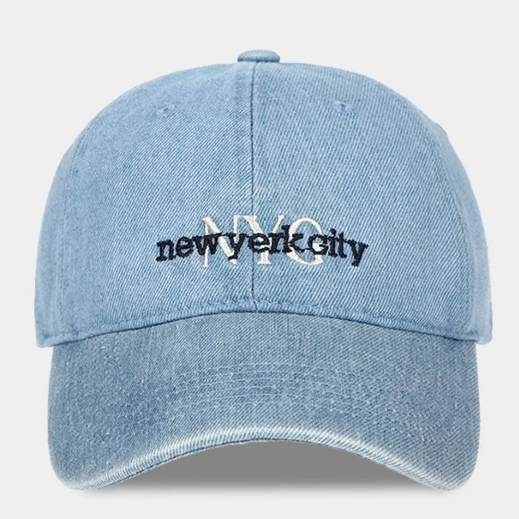 New York City Embroidered Denim Baseball Cap