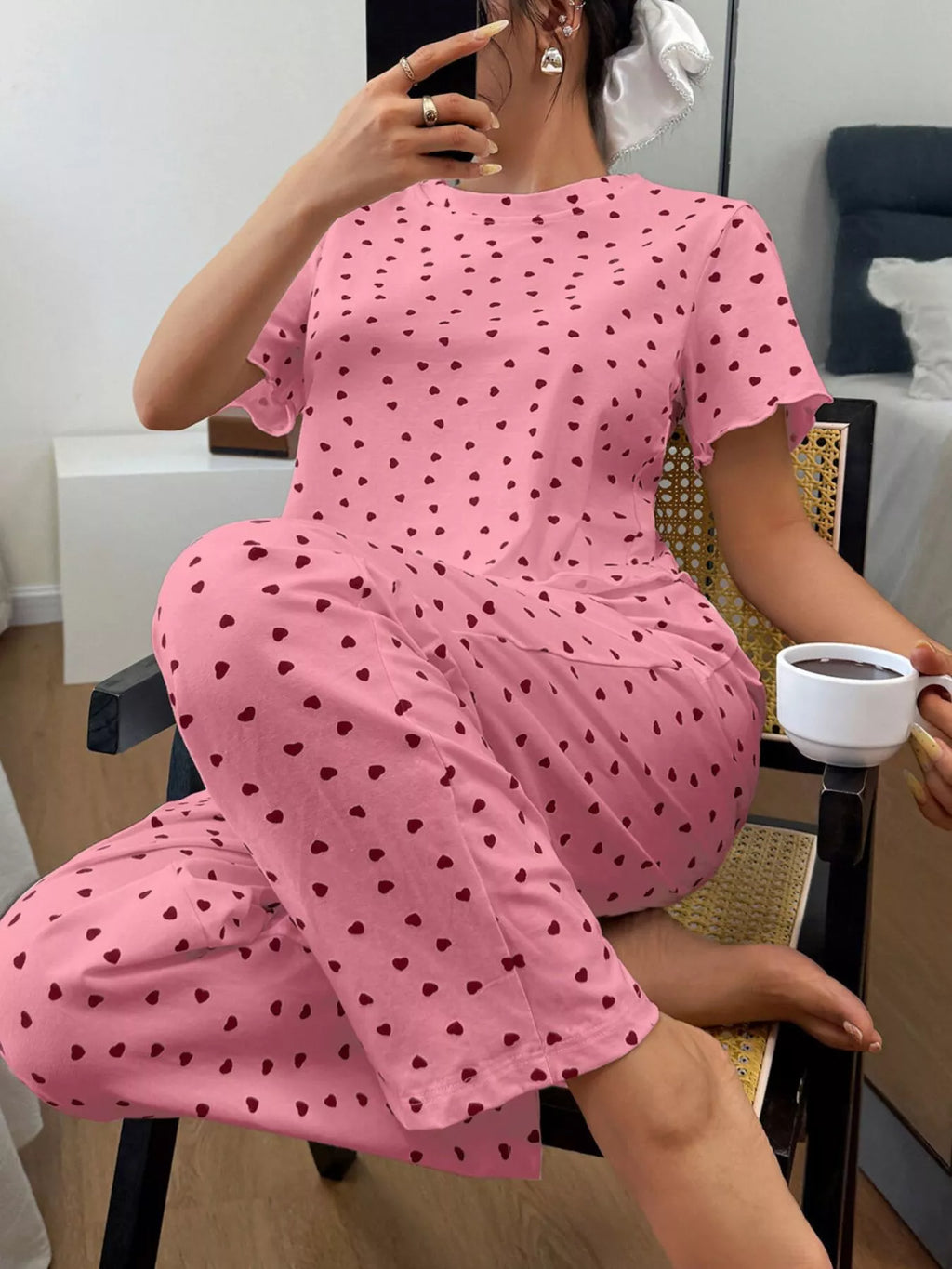 Polka Dot Short Sleeve Top and Shorts Set