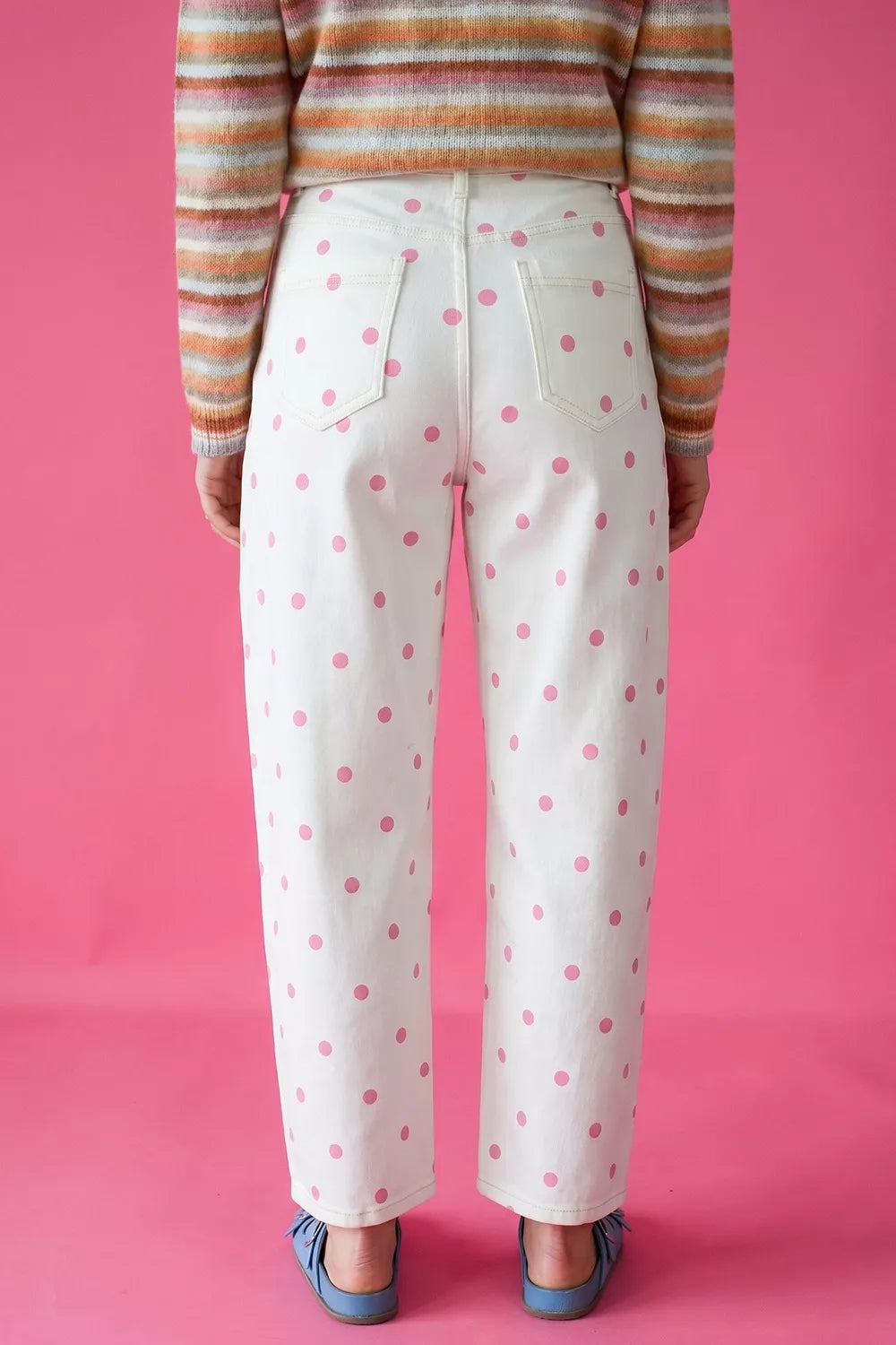Polka Dot Wide-Leg Jeans