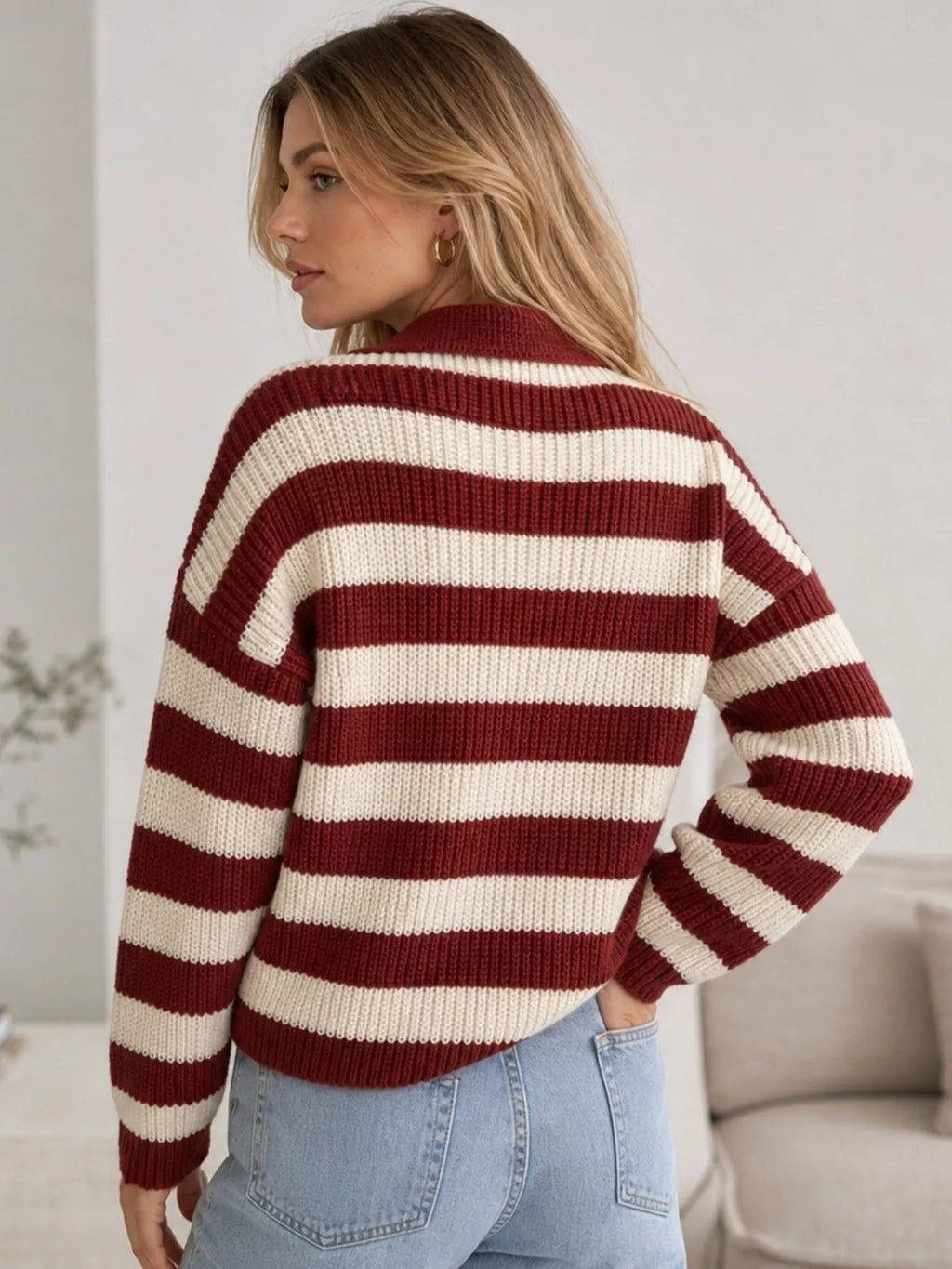 Striped Dropped Shoulder Sweater