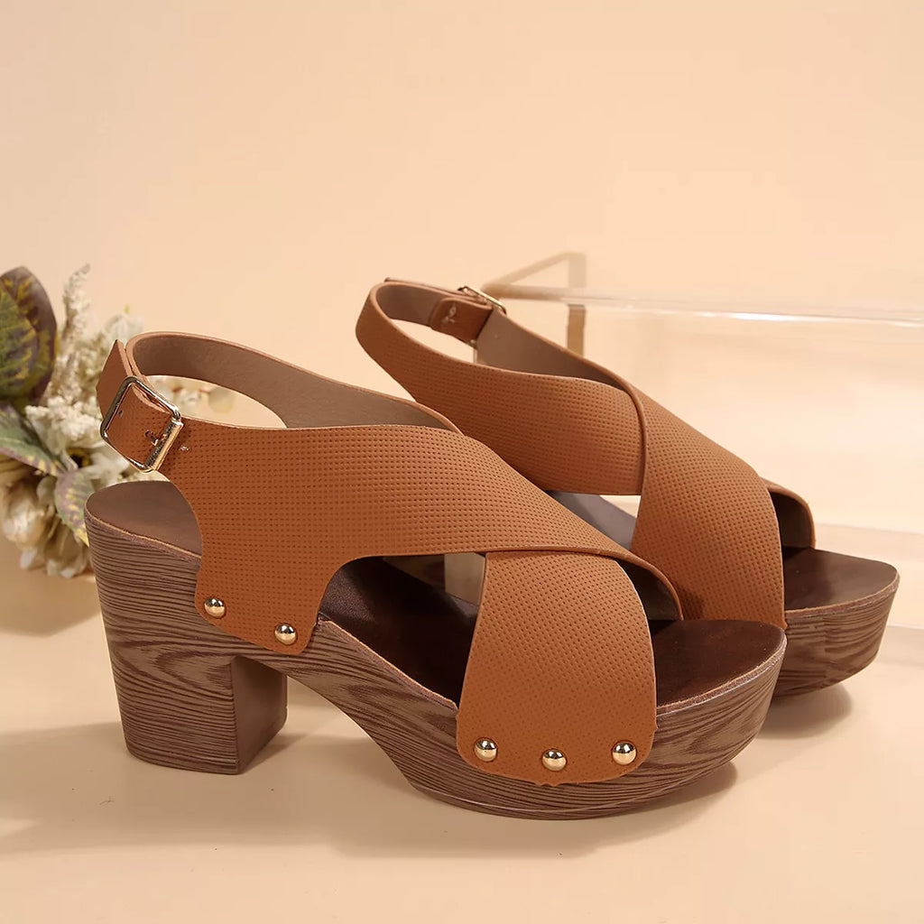 Crisscross Block Heels Sandals