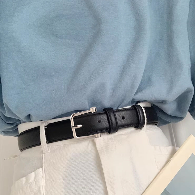 Silver Buckle Leather Belt