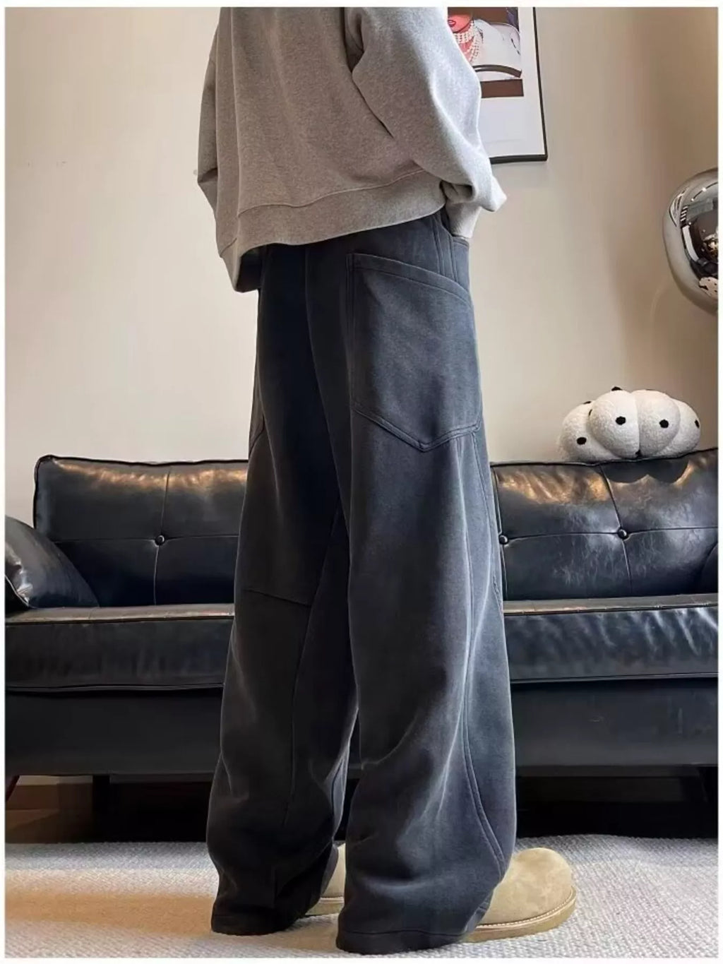 Men's Plus Size Vintage Wash Wide Leg Pants