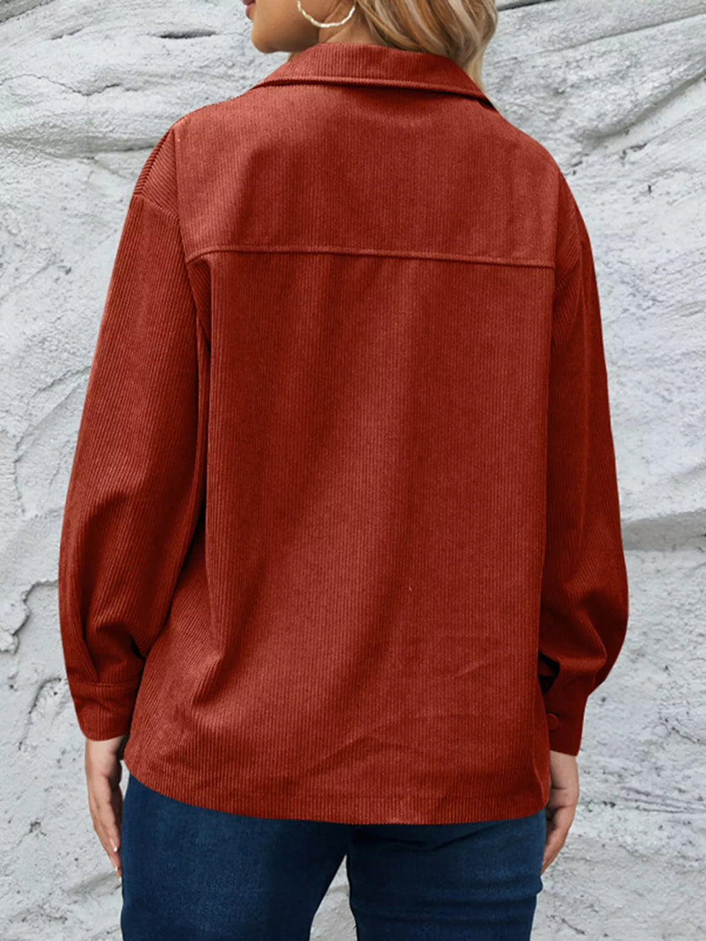 Corduroy Button-Down Shirt with Chest Pockets