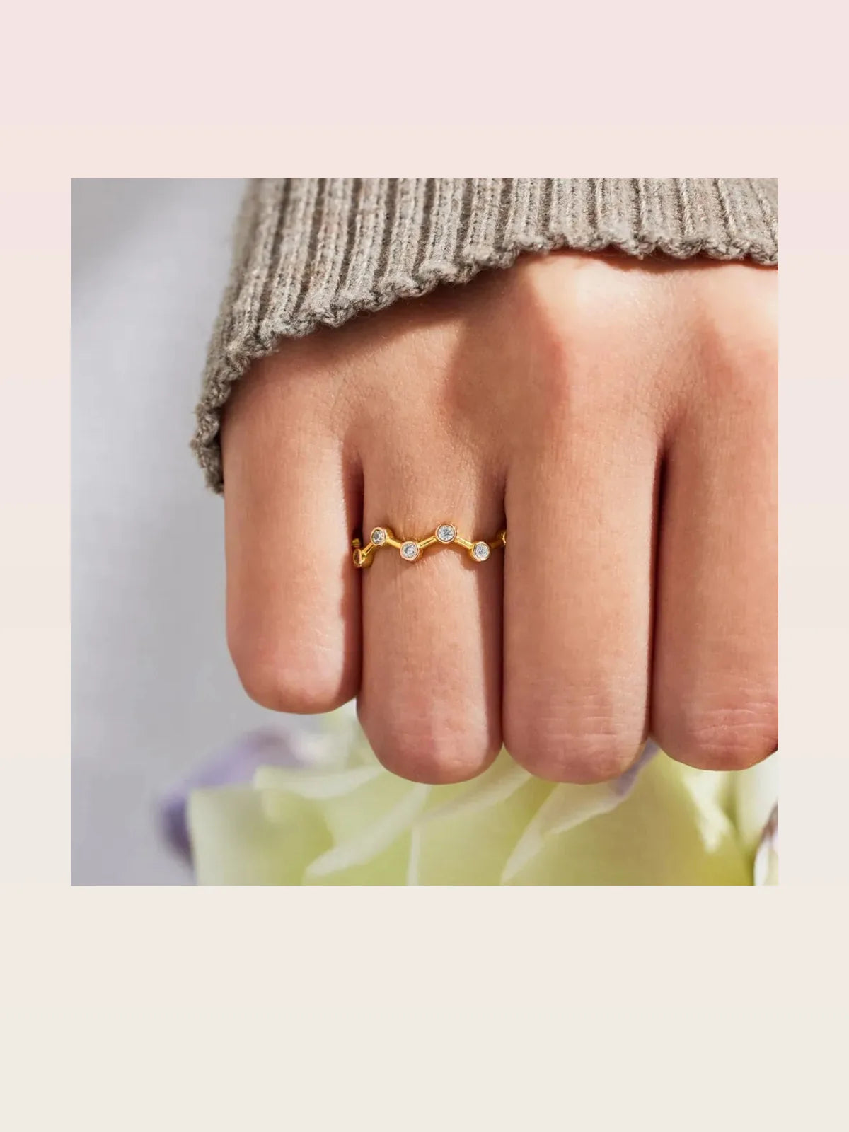 18K Gold-Plated 925 Sterling Silver Zircon Zigzag Ring