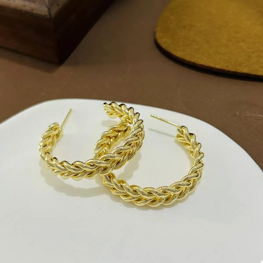 18K Gold-Plated Braided Hoop Earrings