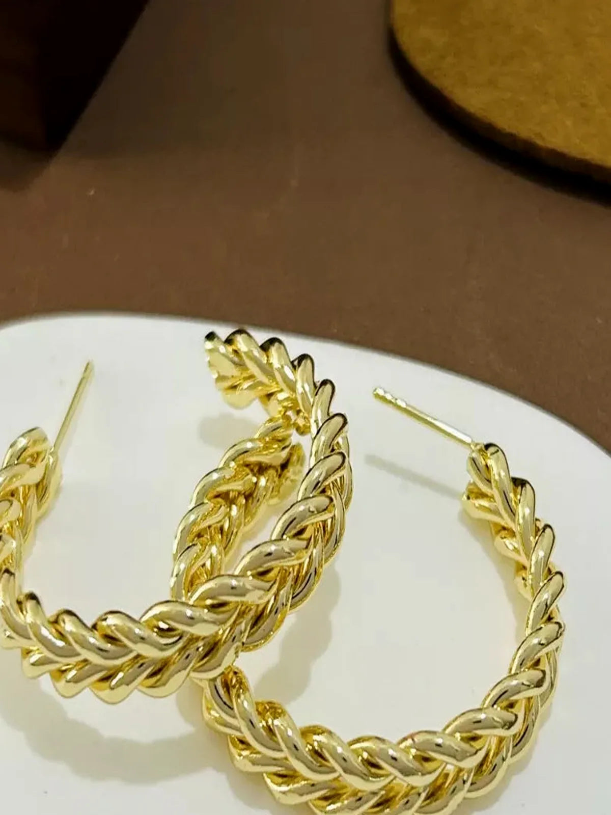18K Gold-Plated Braided Hoop Earrings