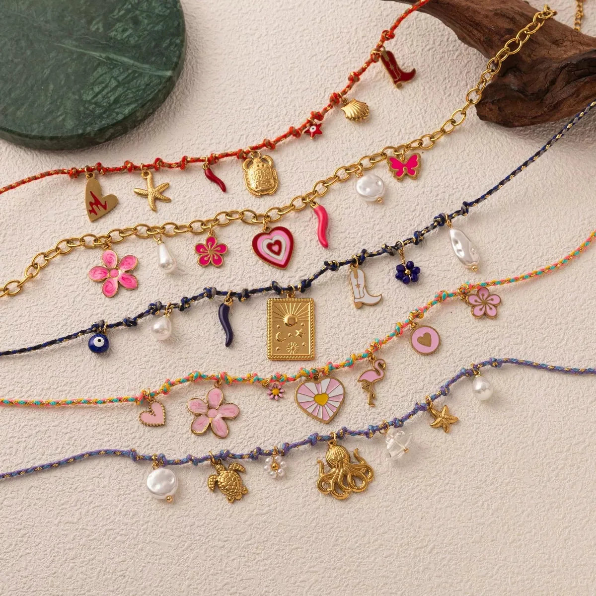 18K Gold-Plated Stainless Steel Charm Necklace