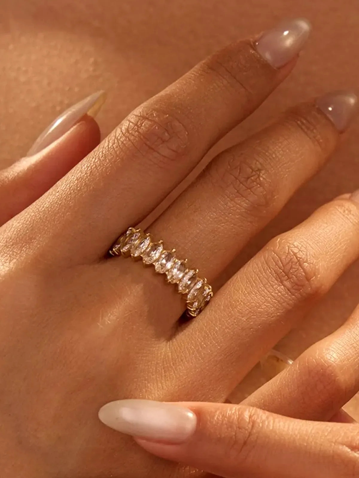 18K Gold-Plated Stainless Steel Zircon Stackable Ring