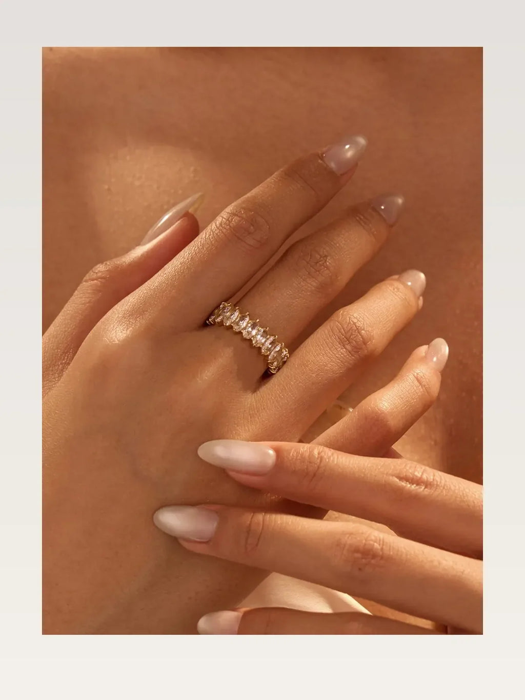 18K Gold-Plated Stainless Steel Zircon Stackable Ring