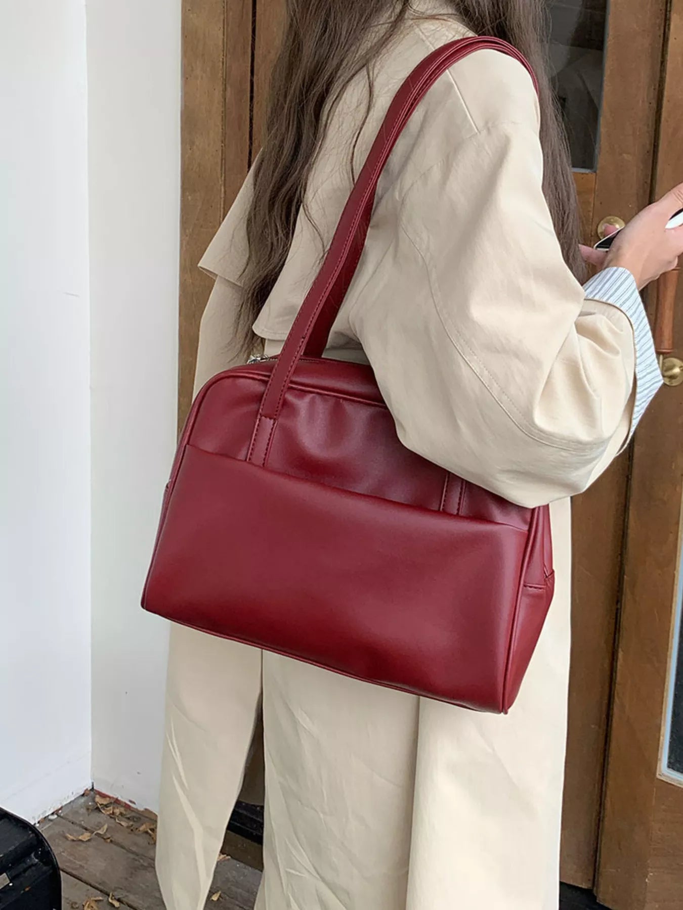 Classic Style Faux Leather Tote Bag