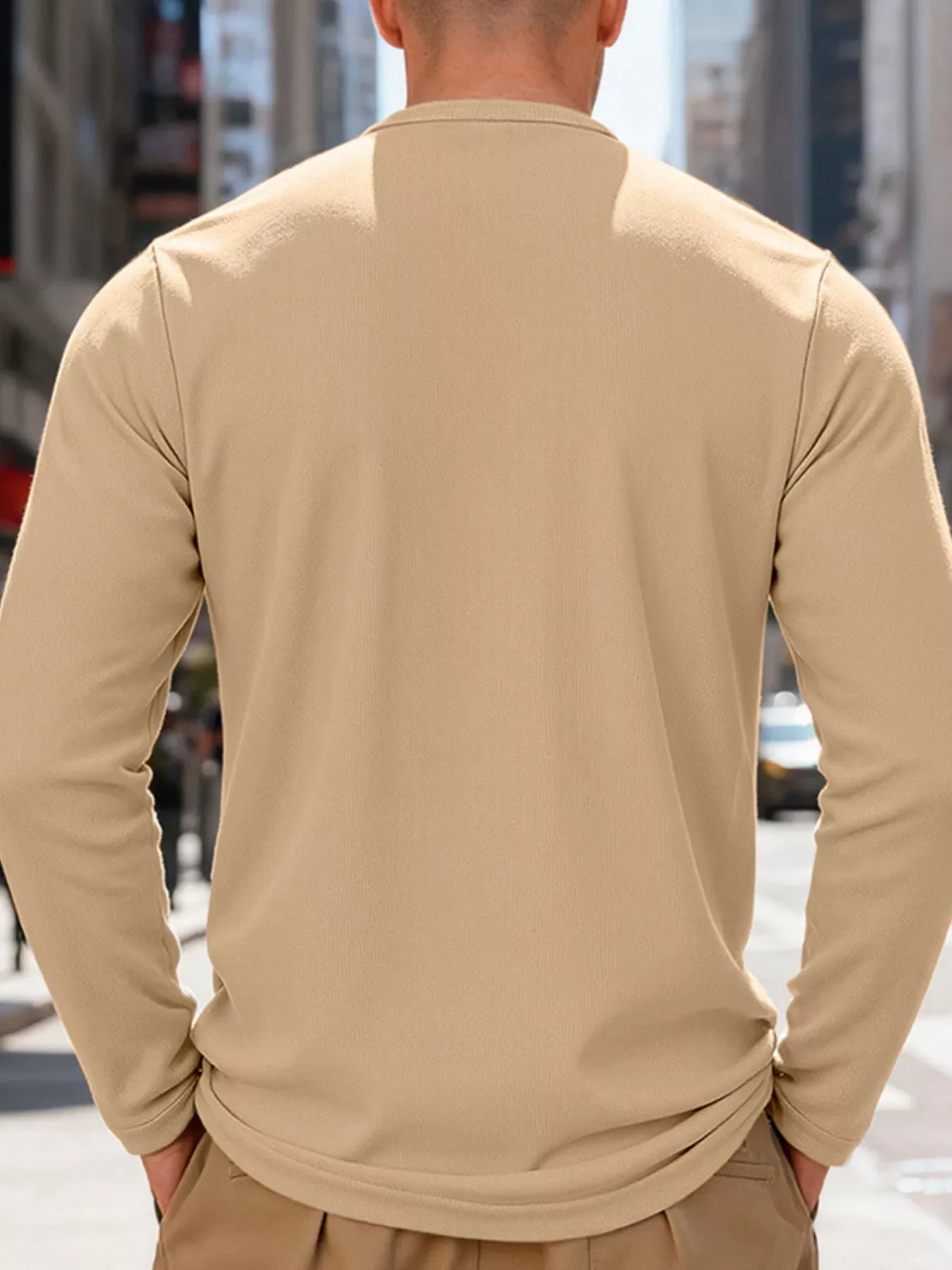 Men's Full Size Casual Henley Long Sleeve T-Shirt Plus Size