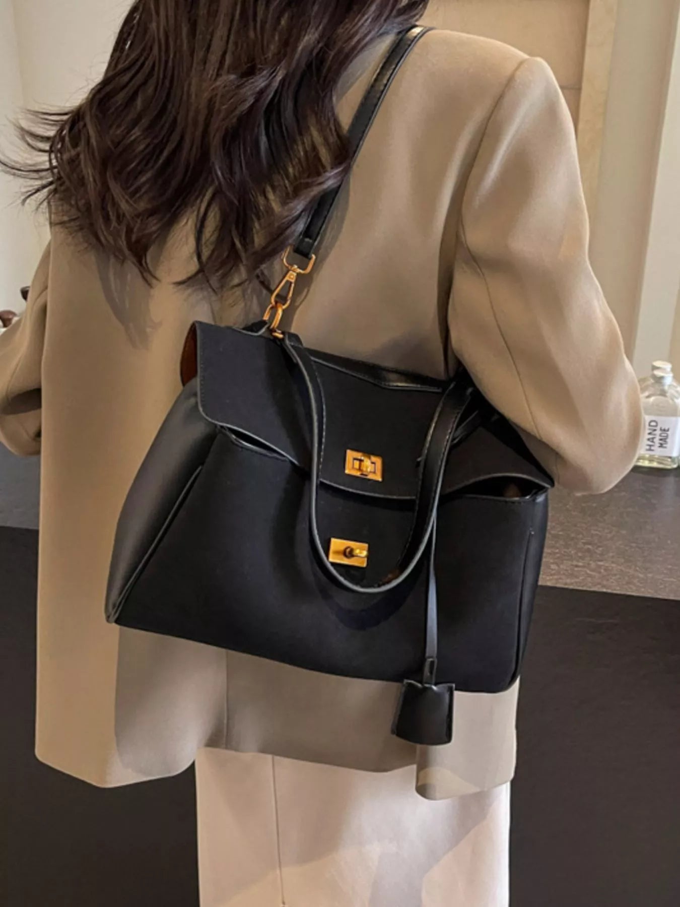 Turn-Lock Shoulder Bag
