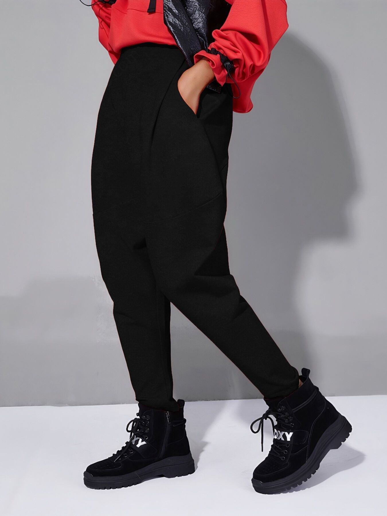 Loose Fit Harem Pants with Pockets