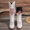 Embroidered Block Heels Boots