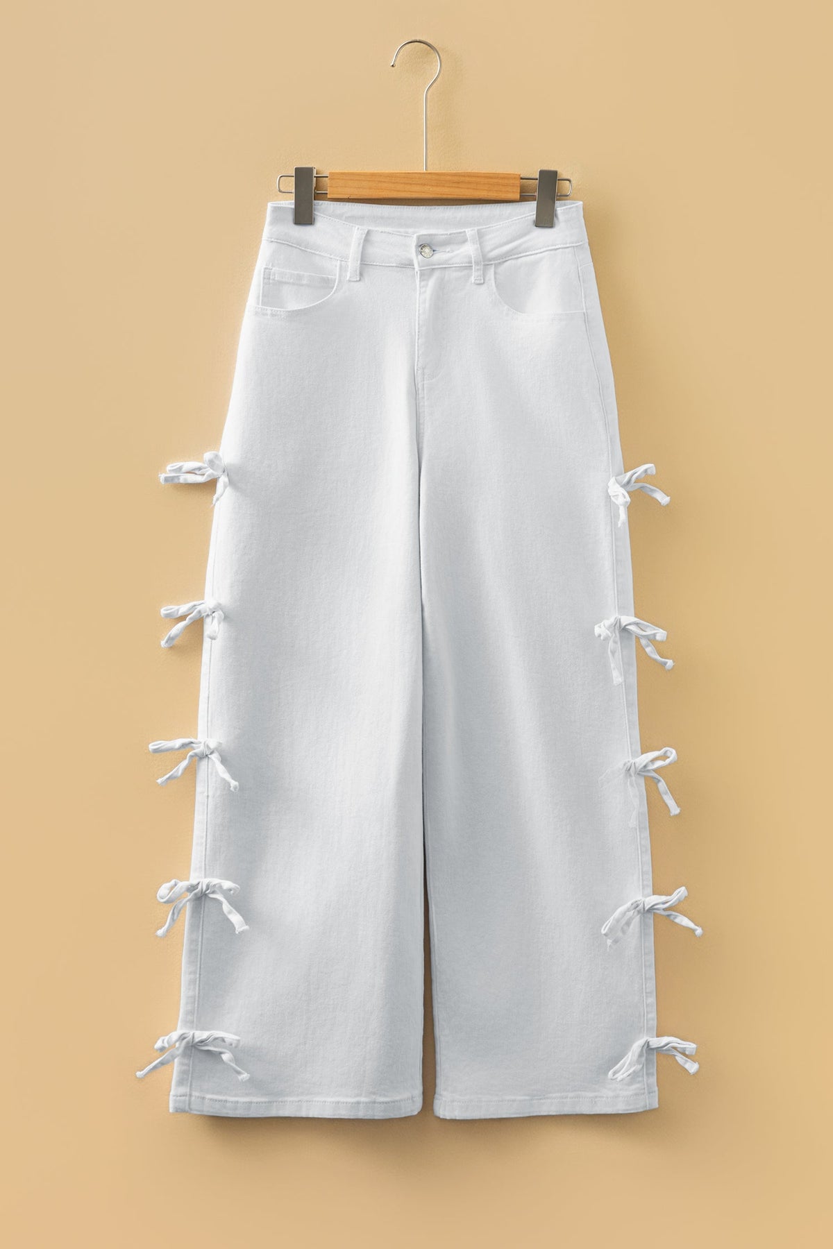Denim Bow Side Straight Leg Jeans