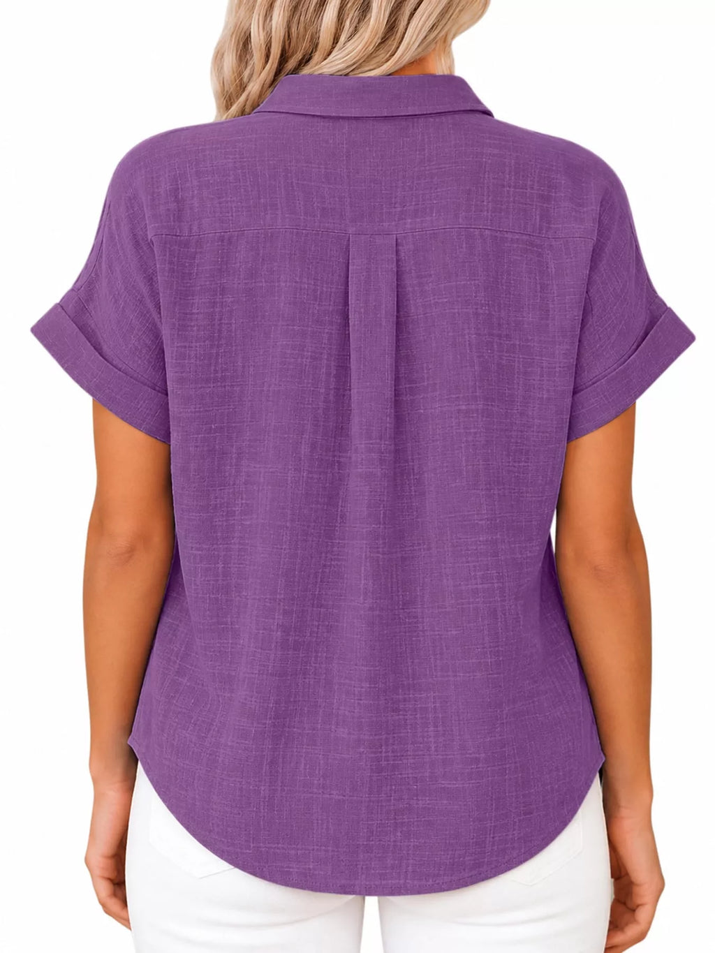 Full Size Button Up Short Sleeve Shirt Plus Size