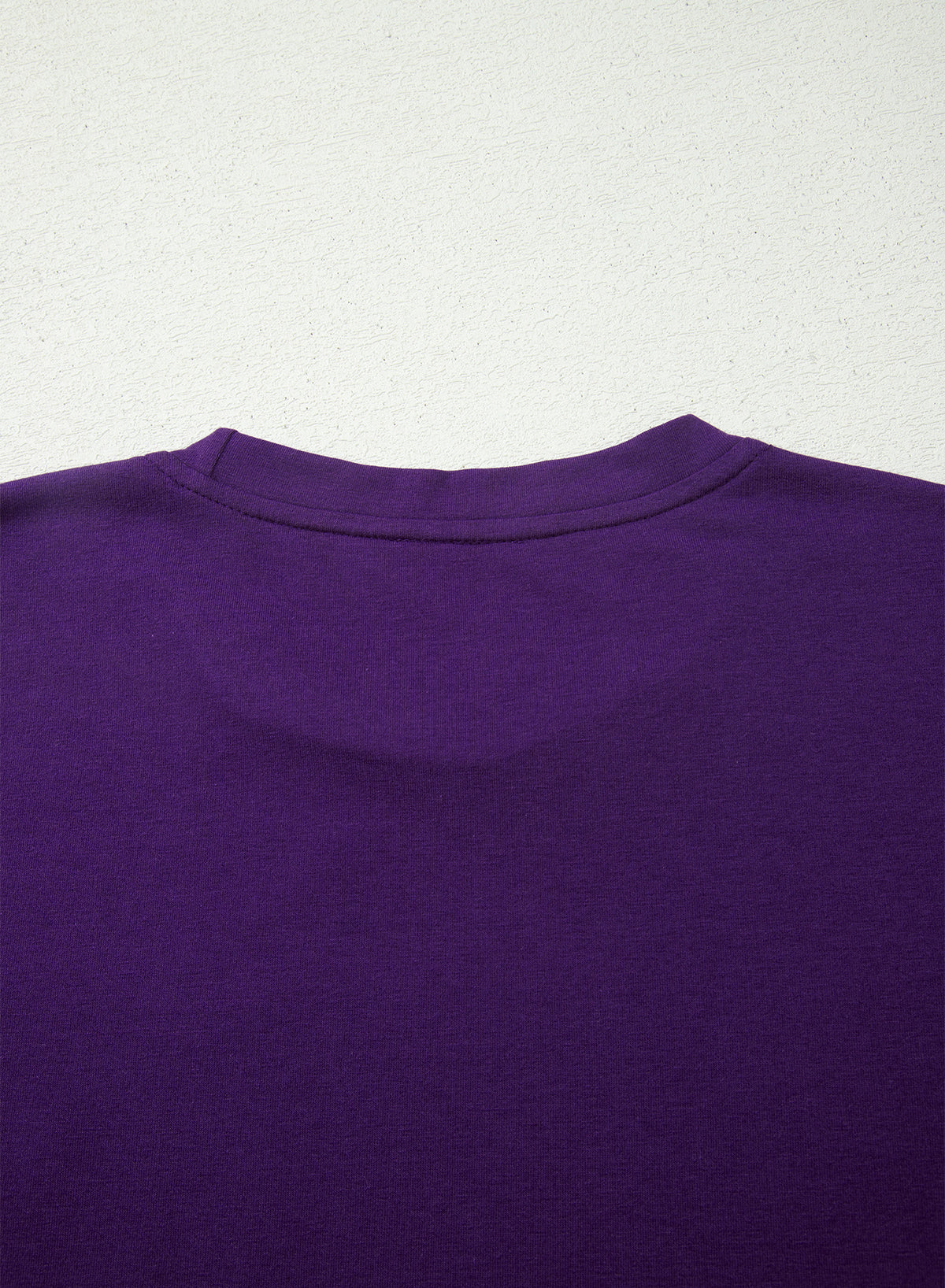 Tillandsia Purple Casual Plain Crew Neck Tee