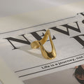 18K gold geometric U-shaped design exaggerated personality ring
