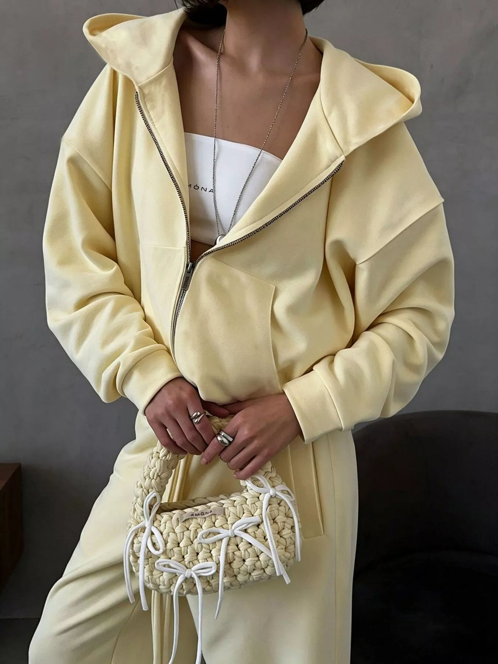 Casual Zip-Up Hoodie and Wide-Leg Sweatpants Set