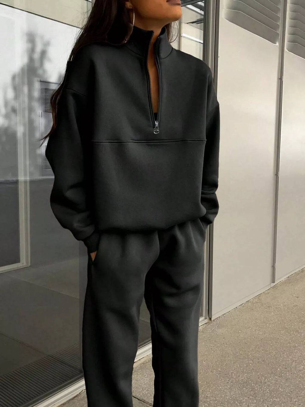 Half-Zip Sweatshirt and Joggers Set