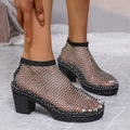 Rhinestone Block Heel Sandals