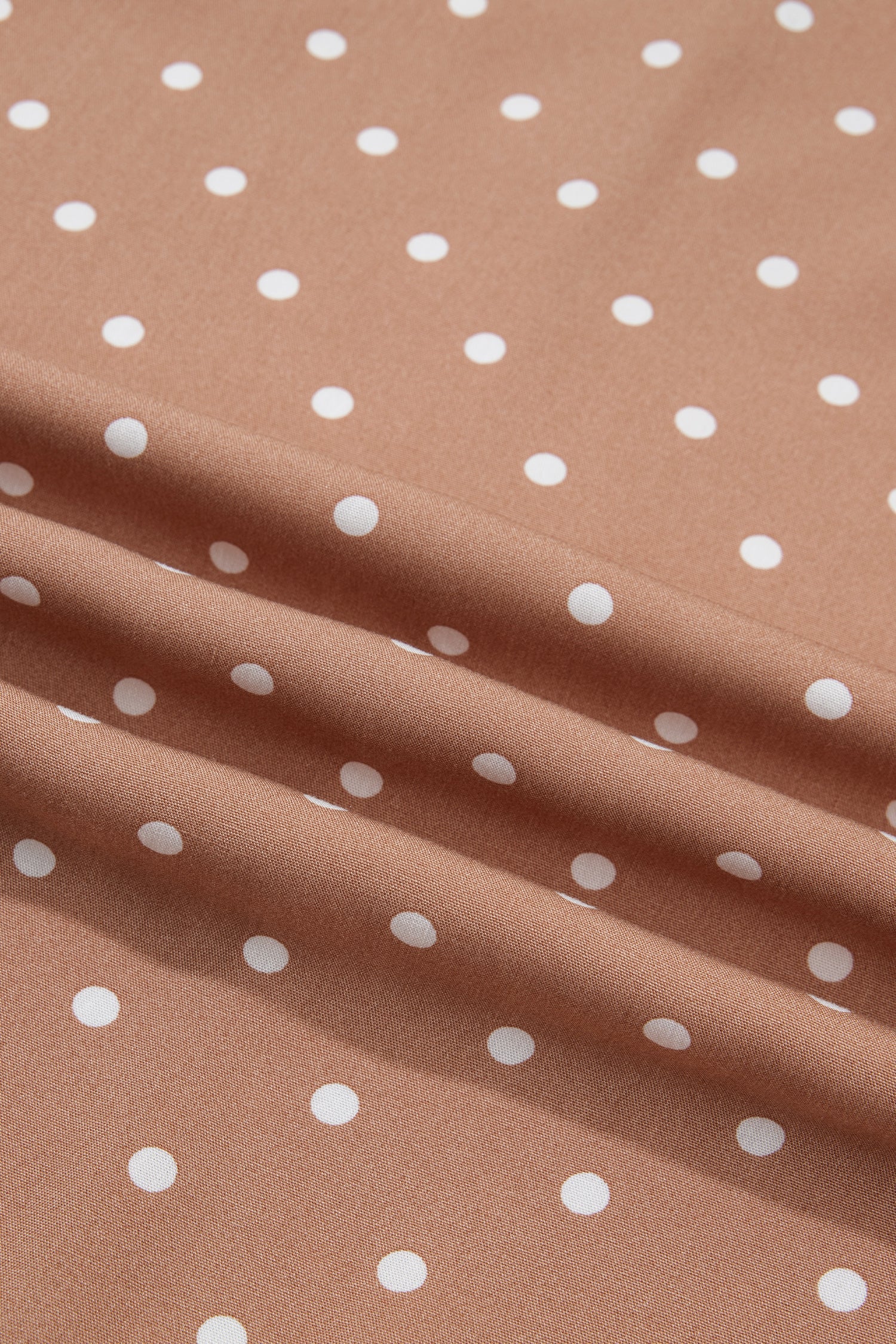 Brown Polka Dot Lace Hem Elegant Long Shift Skirt