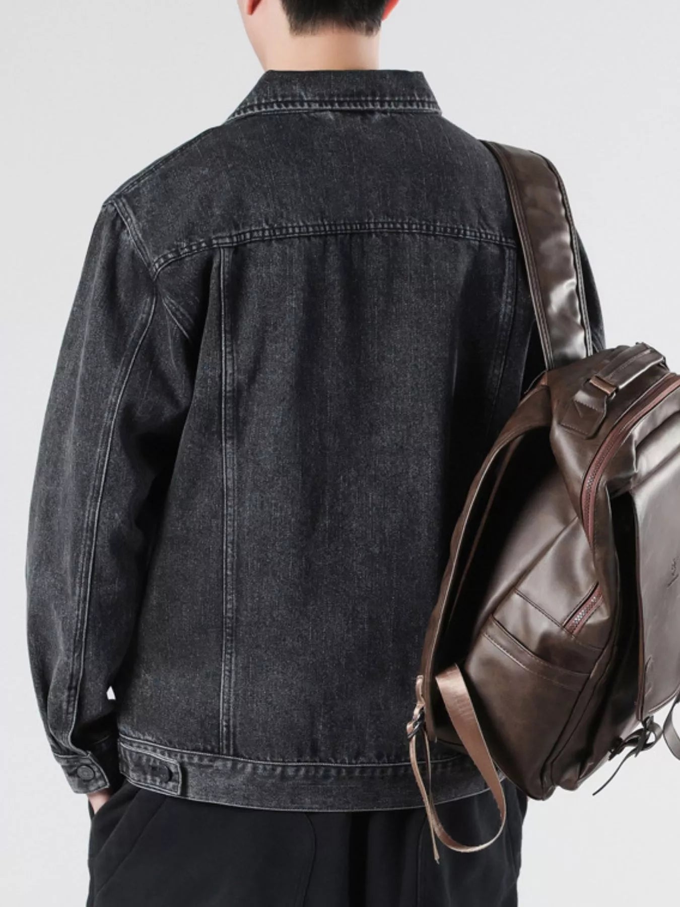 Men's Plus Size Button Up Wash Denim Jacket