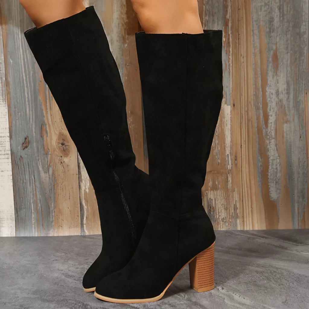 Point Toe Block Heels Boots