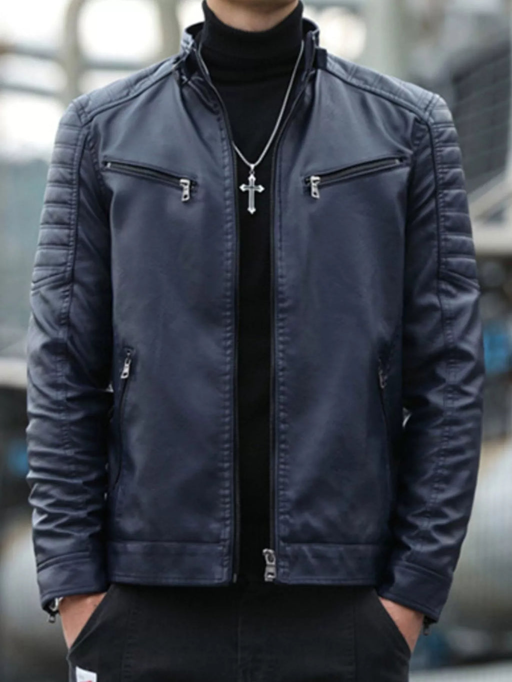 Men's Plus Size Zip Up Long Sleeve Jacket
