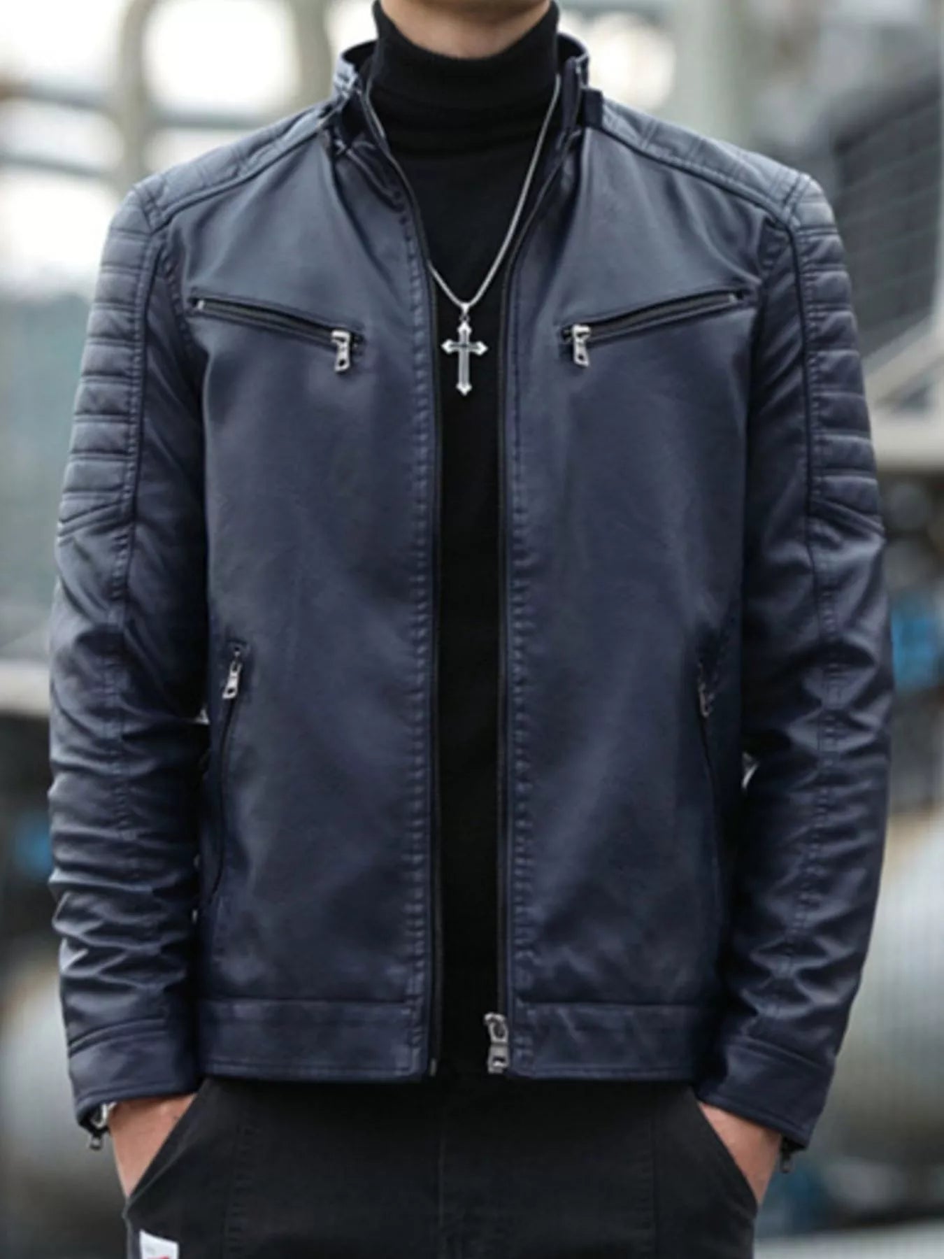 Men's Plus Size Zip Up Long Sleeve Jacket