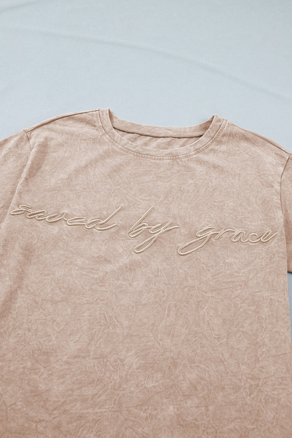 Casual saved by grace Mineral Washed Cotton T Shirt