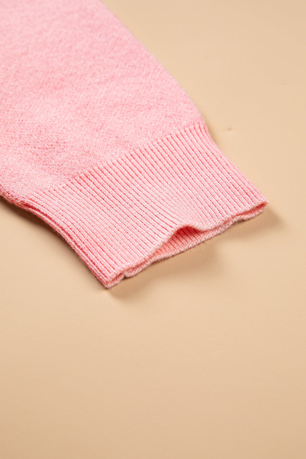 Gossamer Pink Drop Shoulder Round Neck Towel Embroidery Slogan Pullover Sweater