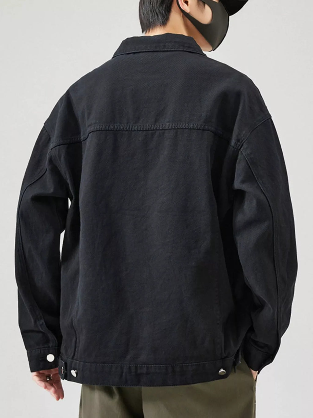 Men's Plus Size Button Up Long Sleeve Denim Jacket