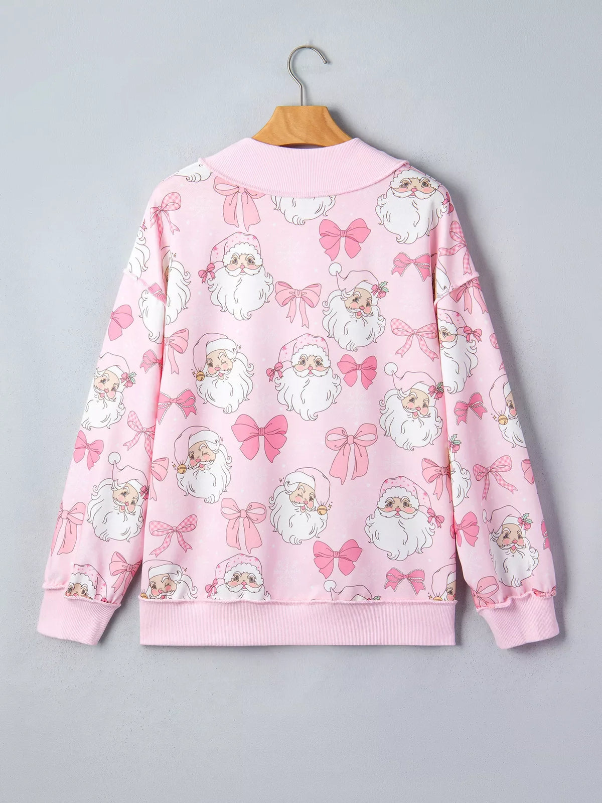 Abstract Santa Print Drop Shoulder High Neck Sweatshirt