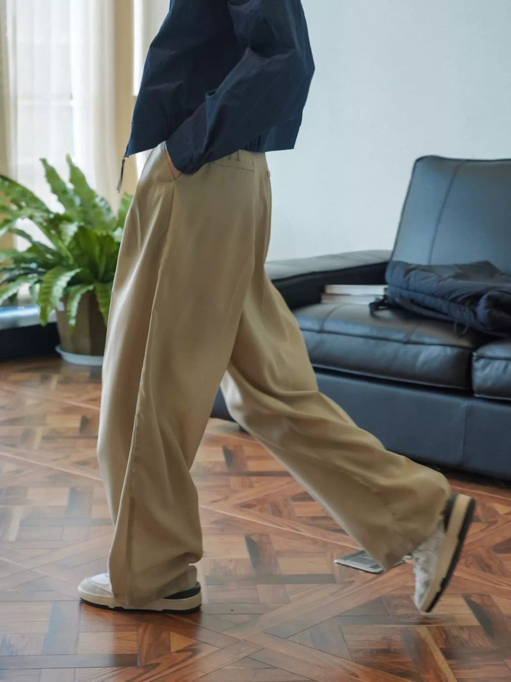 High-Waisted Pleated Wide-Leg Pants