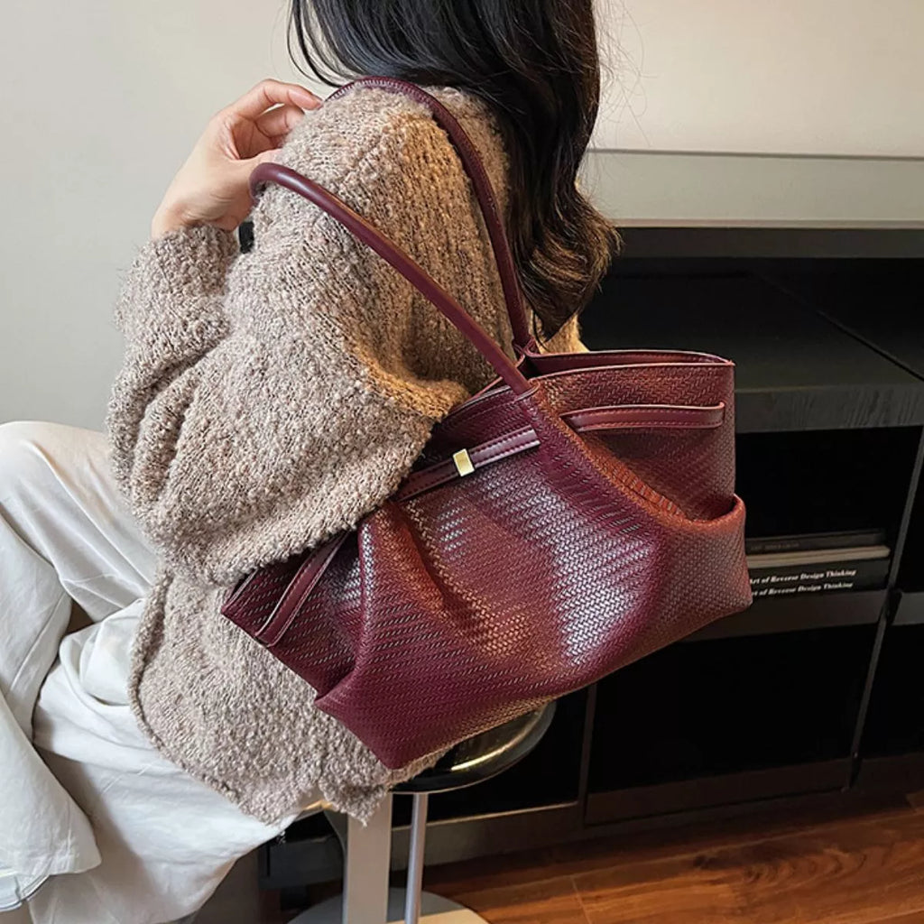 Textured Leather Shoulder Bag