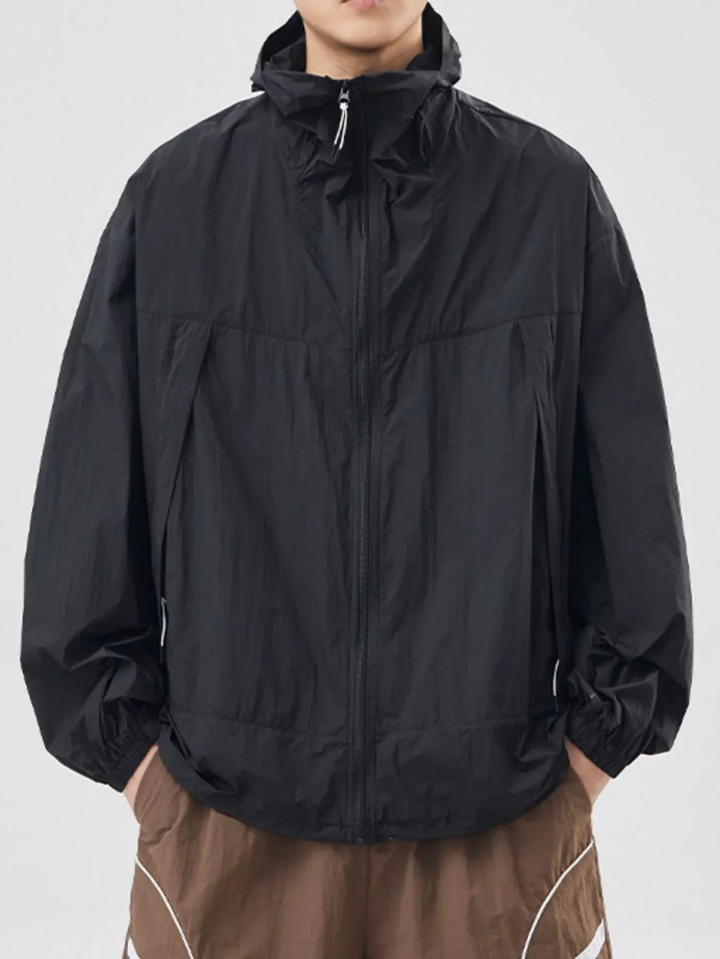 Men's Plus Size Lightweight Hooded Windbreaker Jacket